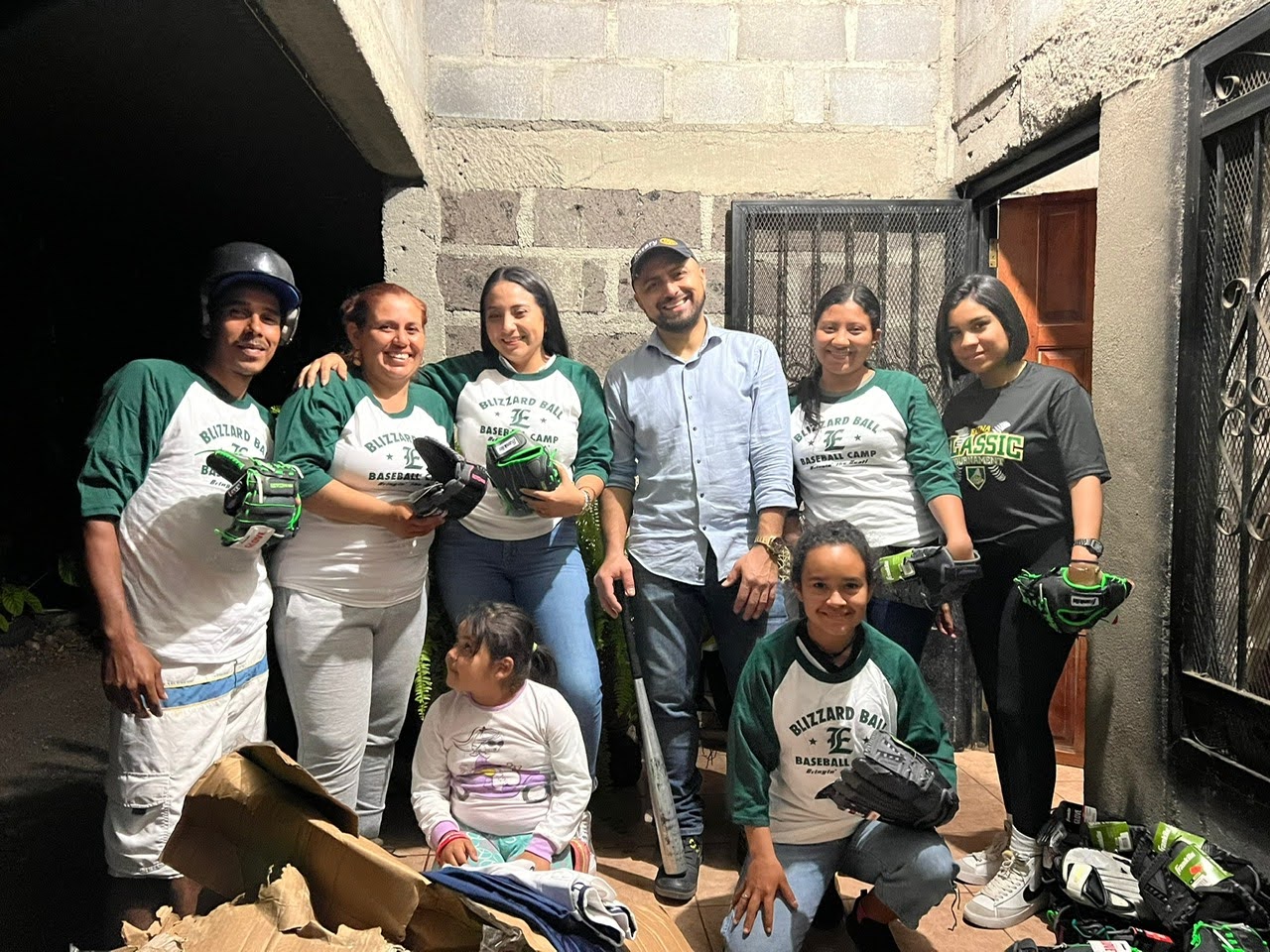 Nicaragua 2022 - Girls Softball Team outfitted. Member Vladimir with a team