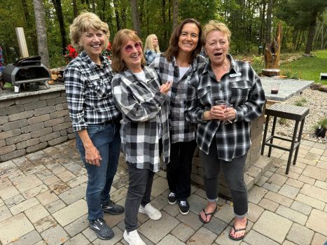 Fall Social plaid ladies Chris Woelflin, MaryJane Westra, Elana Levins-Craig, & Shanon Marlin