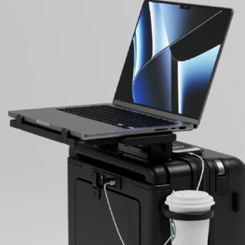 Suitcase with built-in laptop stand