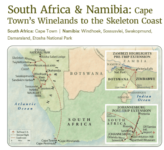 Namibia trip map