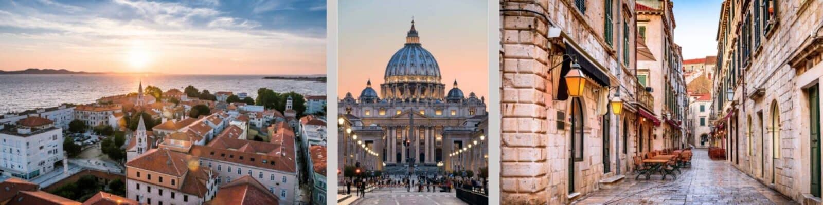 Collage of 3 photos of Croatia and Italy