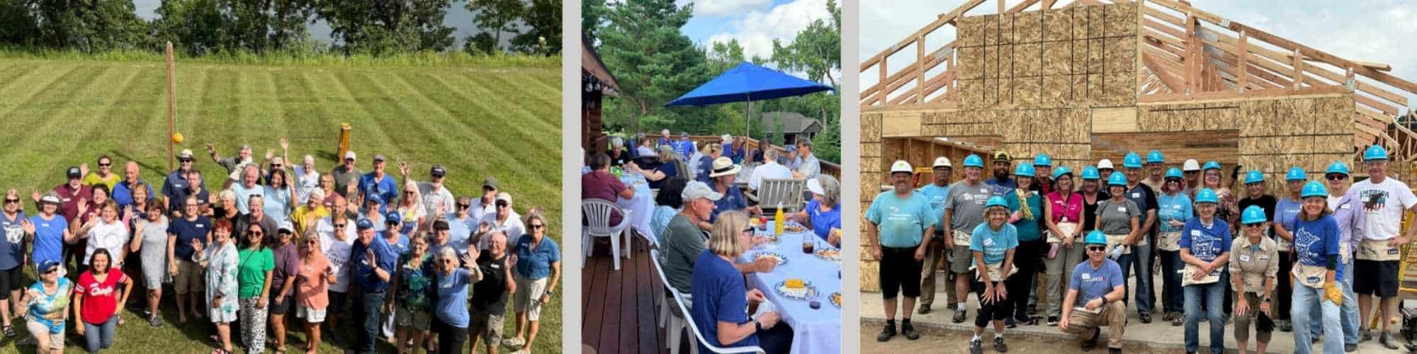 Three photos of Rotarians at the summer social in MN